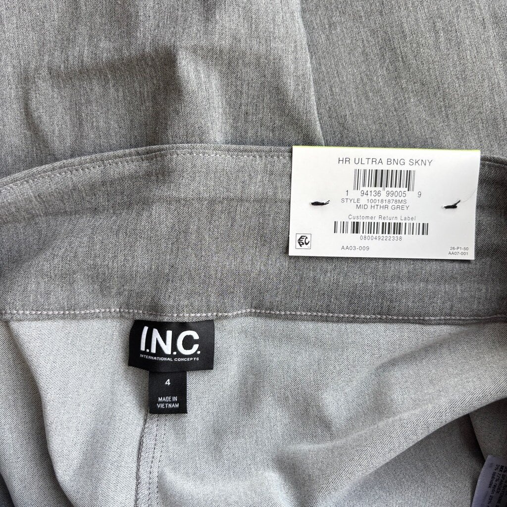 INC International Concepts 4 Grey Tummy-Control High-Rise Skinny Dress Pants NWT