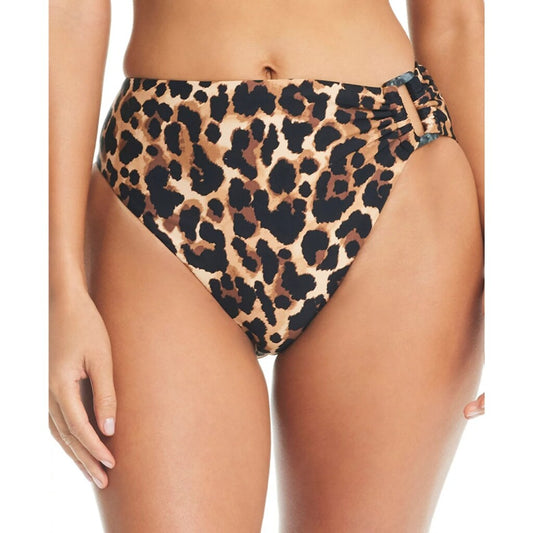 Bar III Women's Cheetah-Print Bikini High-Waisted Bottoms NWT
