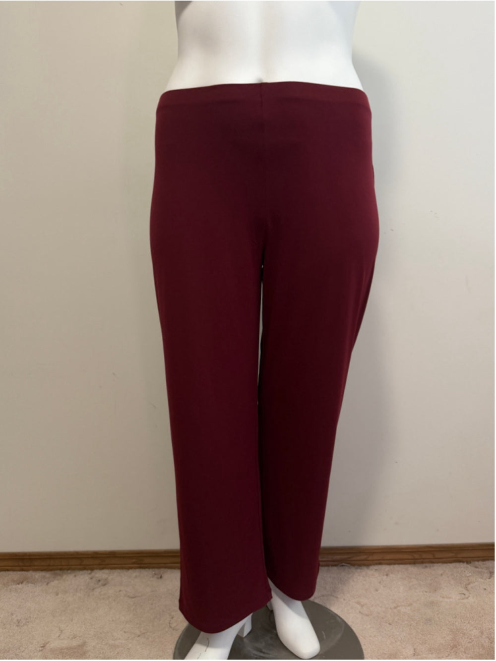 JM Collection LP Burgundy Knit Pull-On Dress Pants w/ Elastic Waist NWT