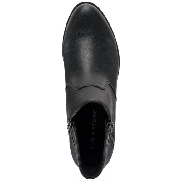 Sun + Stone Women's 7.5 Black Adelinee Double Zip Ankle Booties / Boots NIB