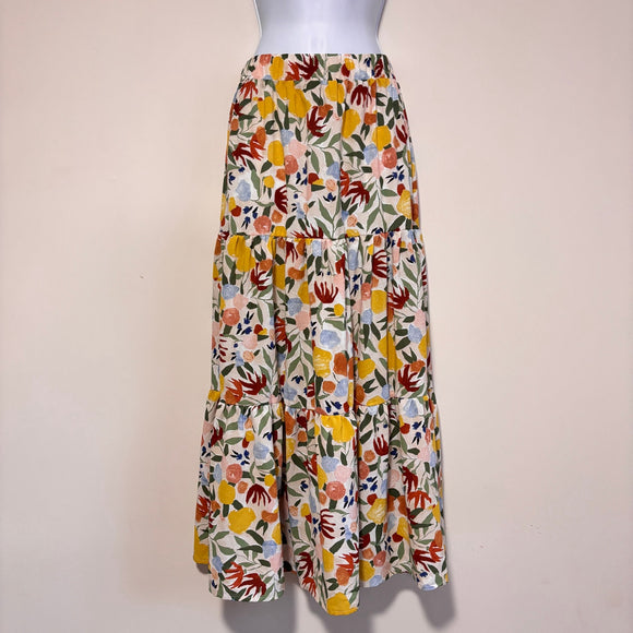 SHEIN Floral Tiered Maxi Skirt Multicolor Print NWT Size XS