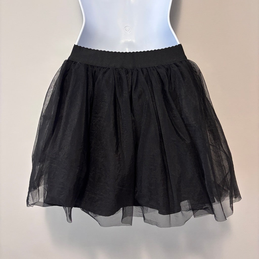 Shein Women's Medium Black Fluffy Tulle Tutu Skirt w/ Elastic Band Waist NIB