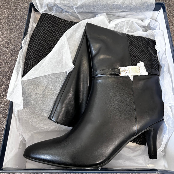 Karen Scott Women's 9.5 Black Vegan Leather Buckled Dress Boots NWT