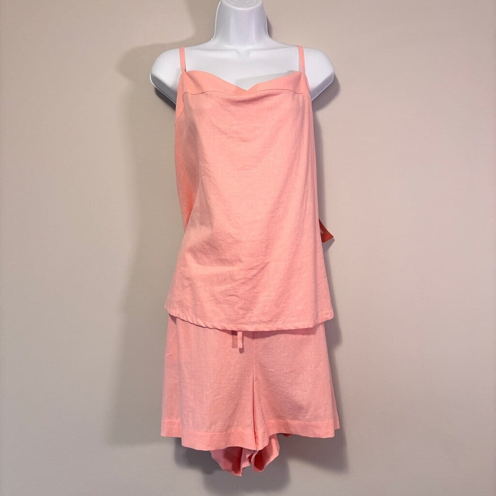 State of Day Women's Linen 2-Piece Pink Cami & Shorts Pajama Set NWT