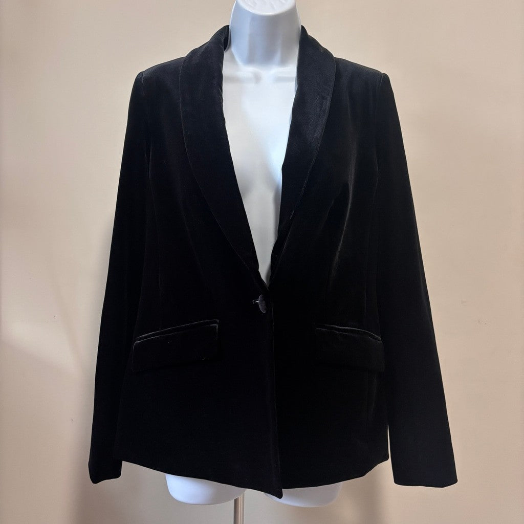 INC International Concepts Women's Small Petite Black Velvet Blazer Jacket NWT