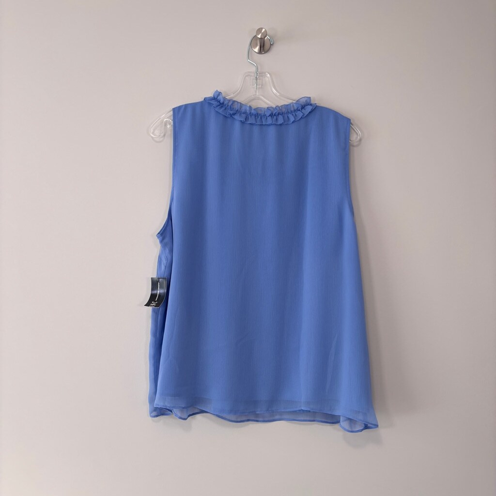 INC International Concepts Women's XL Blue Crinkle Chiffon Sleeveless Blouse NWT