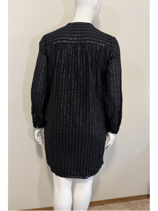 Style & Co. Women's Size Large Black & Silver Mini Sheath Shirt Dress NWT