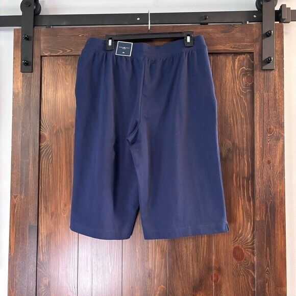 Karen Scott Navy Blue Skimmer Drawstring Knit Stretchy Knee-Length Shorts NWT