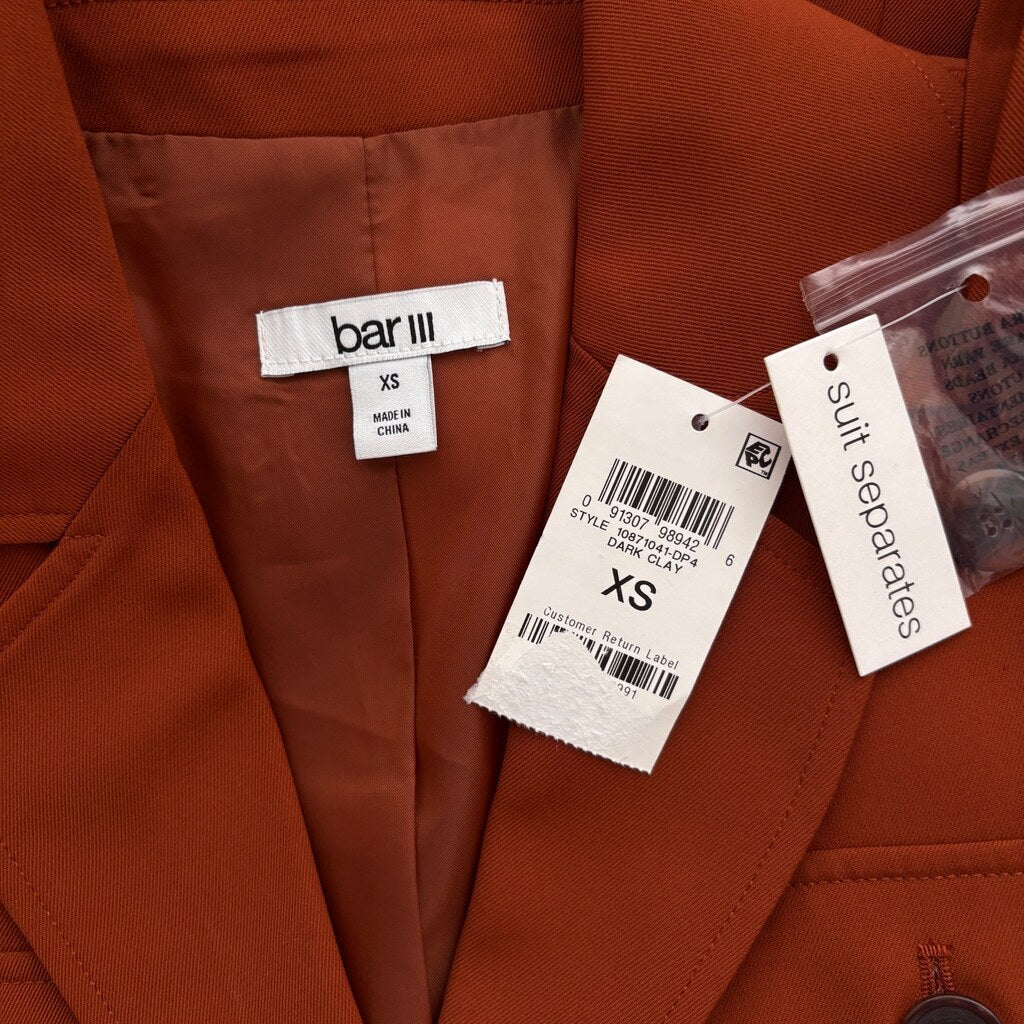 Bar III Women's XS Brown Button Cargo-Pocket Jacket NWT (Missing Belt)