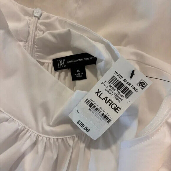 I.N.C. International Concepts Women's White Sleeveless Mock-Neck Blouse NWT