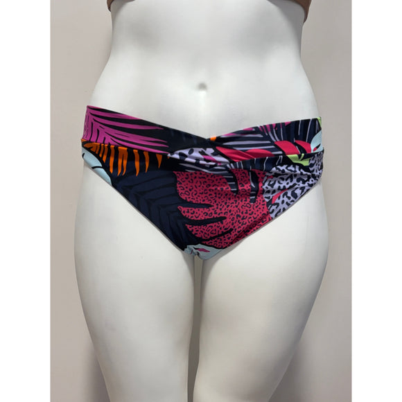 Bar III Women's XL Multicolor Palm Prowl High Leg Bikini Bottoms NWT