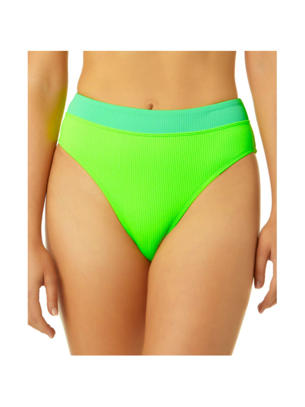 Salt + Cove Size XL Green Banded High-Waist Ribbed Bikini Bottoms NWT