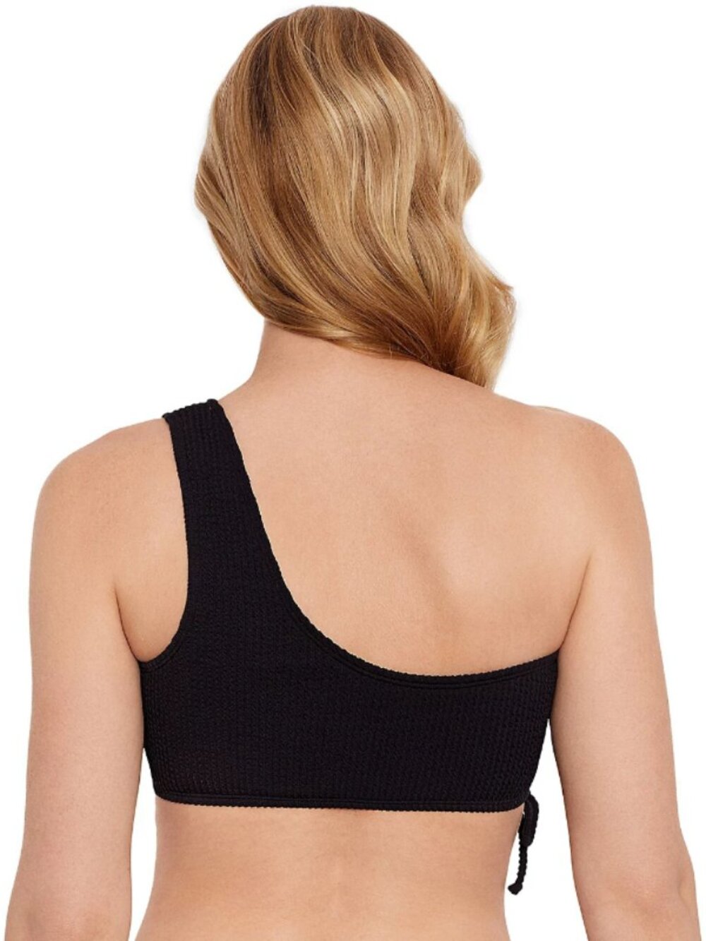 Salt + Cove Size Medium Black One-Shoulder Side-Cinch Bikini Top NWT