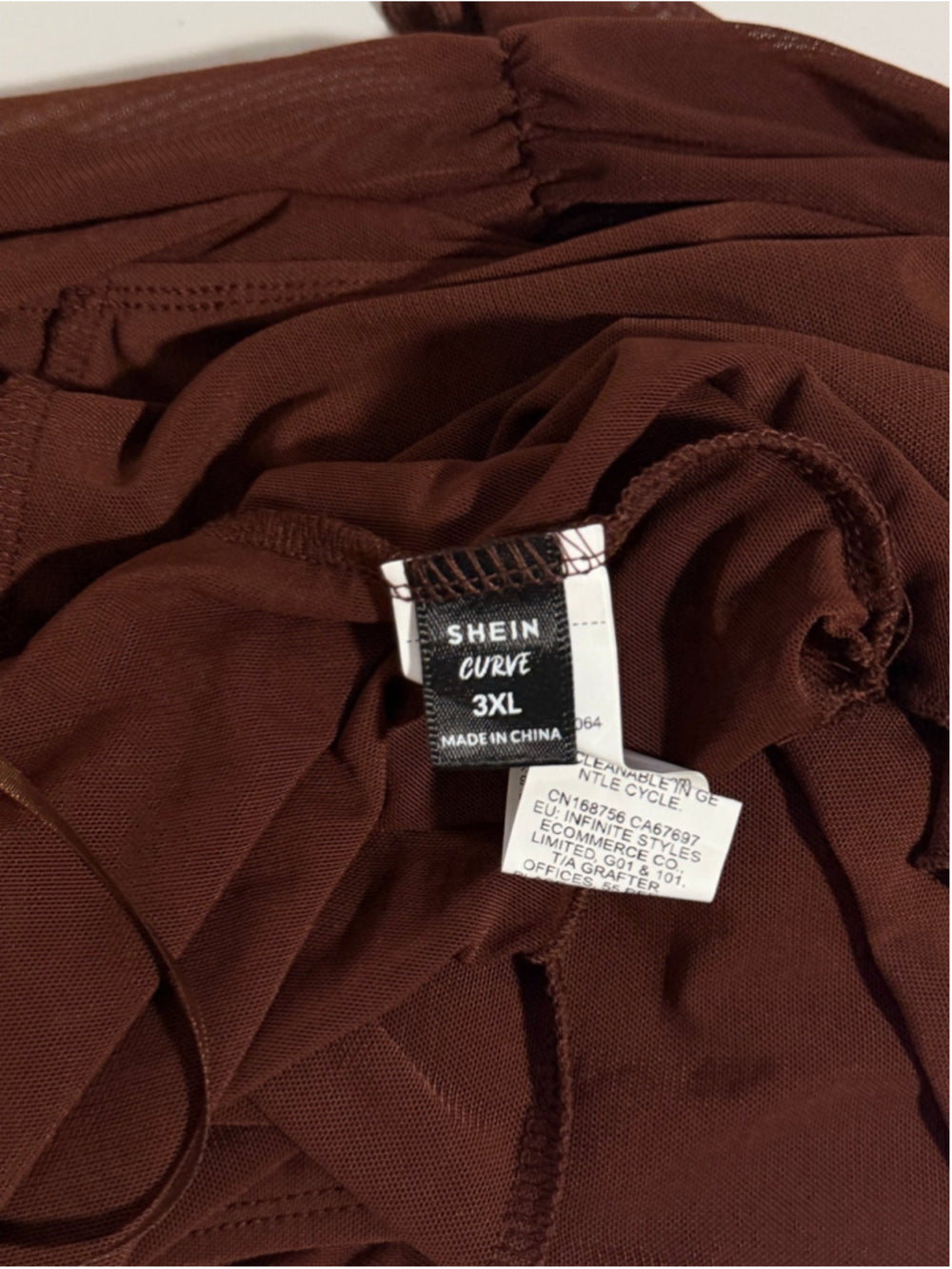 SHEIN Plus Size 3XL Brown Mesh Off Shoulder Asymmetrical Top NWT