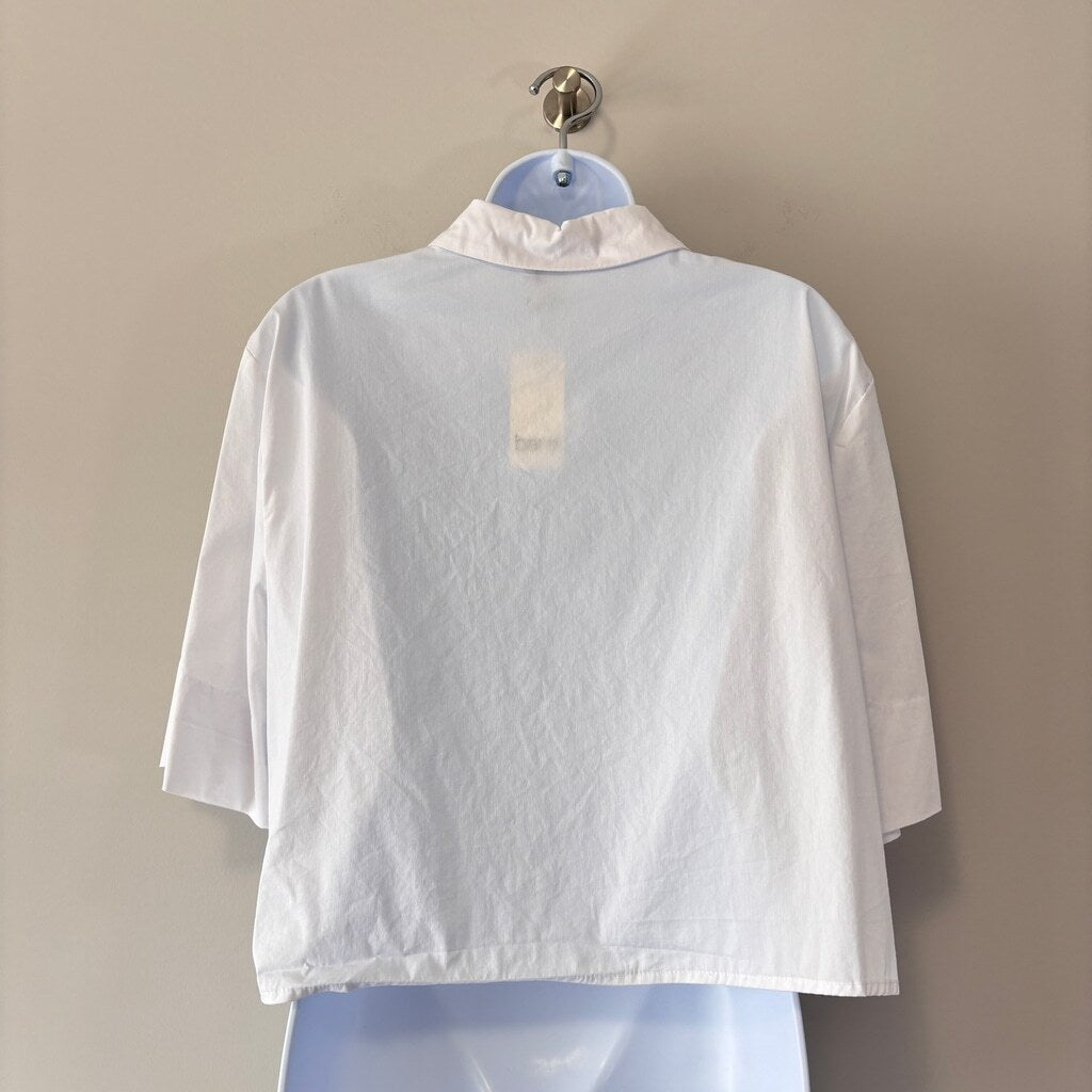 Bar III Women's Size XXL White Cropped Cuffed-Sleeve Pocket Shirt NWT