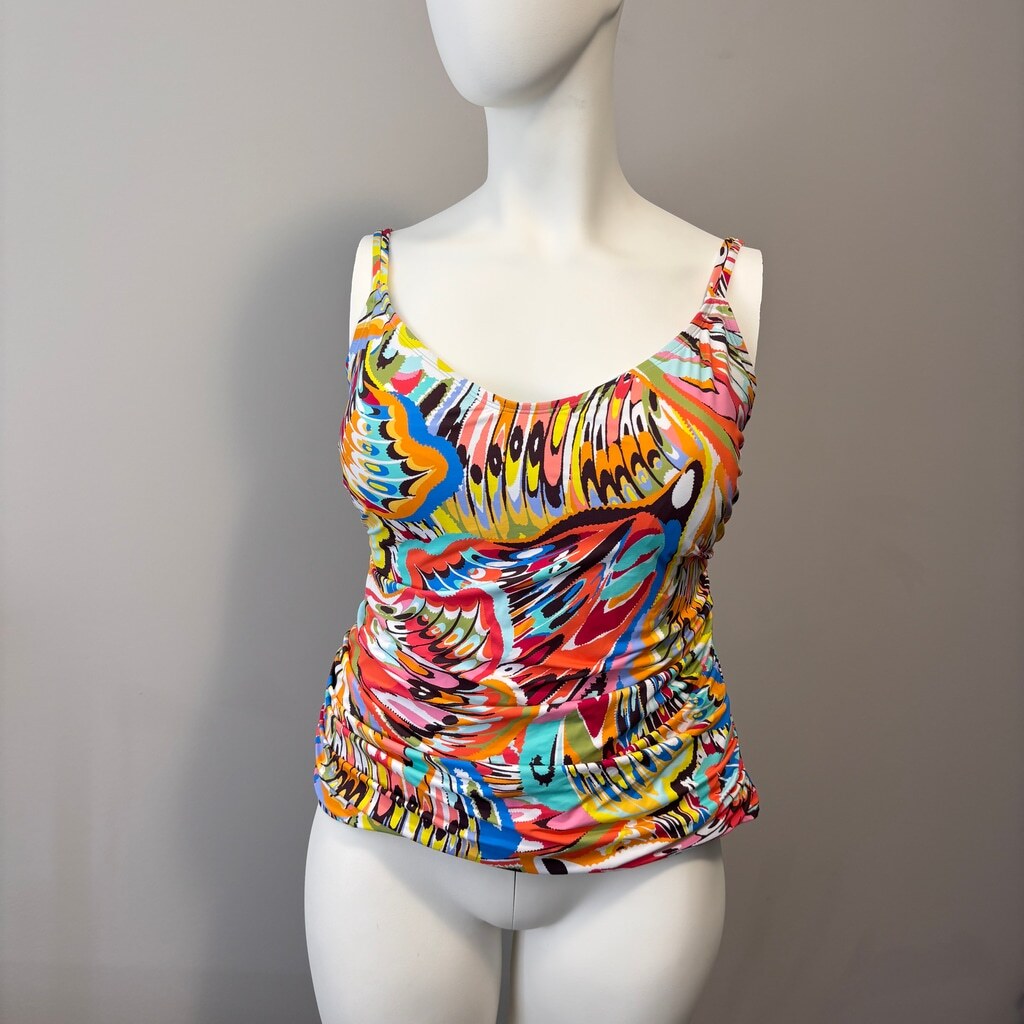 Bleu by Rod Beattie Plus Size Women's Colorfully Printed Tankini Top NWT