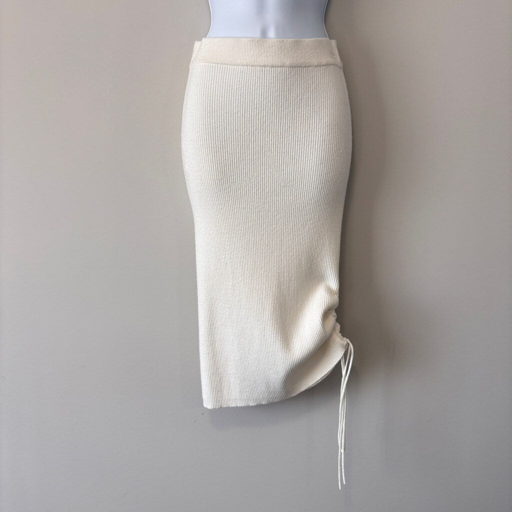 GUESS Women's Large White Tara Knit Sweater Skirt w/ Drawstring Hem NWT