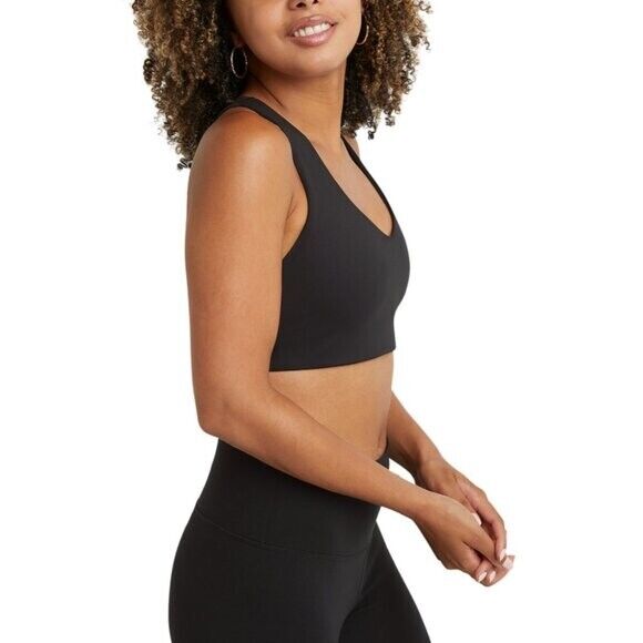 CHAMPION Women's XS Black Racerback Soft Touch Light Impact Sports Bra NWT