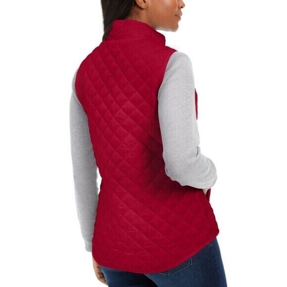 Karen Scott Solid Quilted Puffer Red Vest NWT