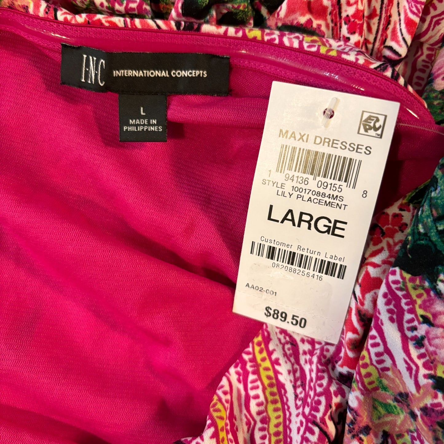 I.N.C. International Concepts Women's One-Shoulder Printed Maxi Dress NWT.