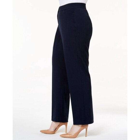JM Collection Women's Plus & Petite Navy Curvy-Fit Straight-Leg Pants NWT