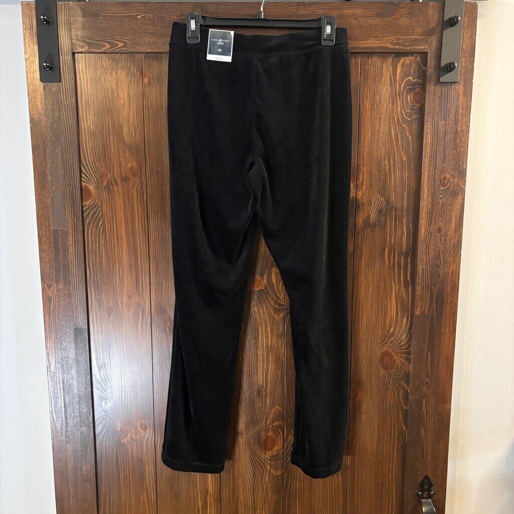 Karen Scott Petite Black Velour Elastic-Waist Pants NWT