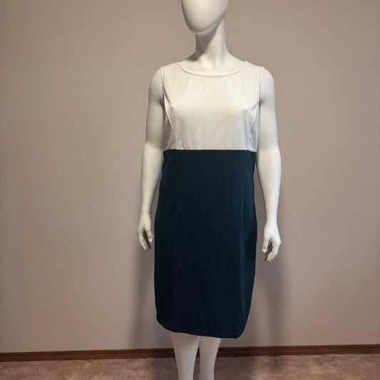 NY Collection Plus Size 18W Sleeveless Colourblock White & Blue Dress NWT