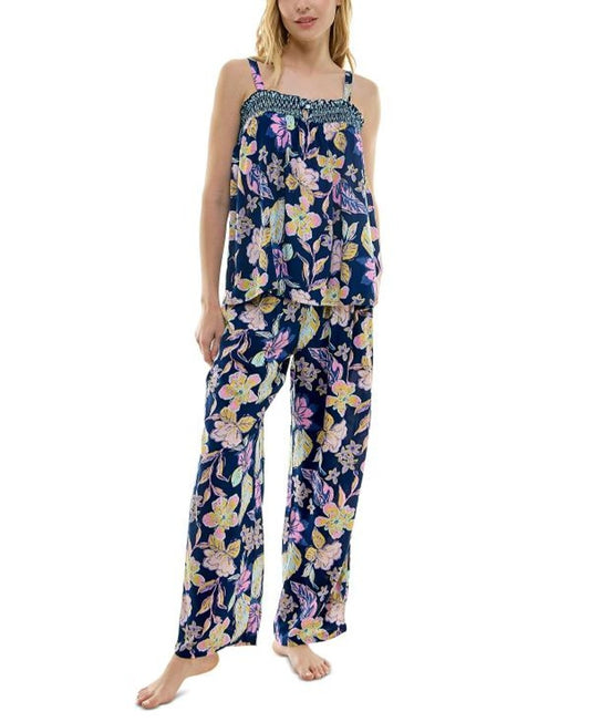 Roudelain Size Women's 2-Pc. Blue Smocked Cami & Pants Pajama Set NWT