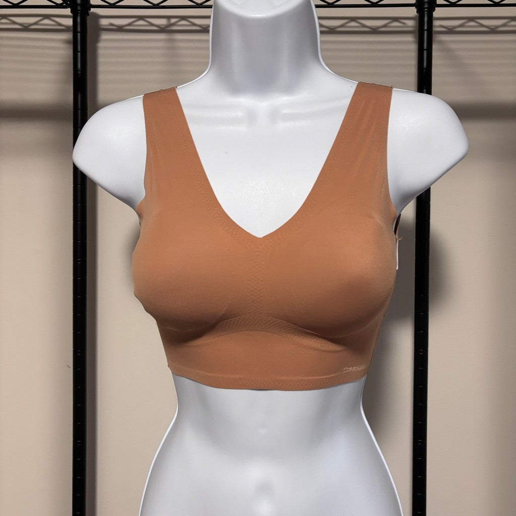 Calvin Klein Size XS Brown Invisibles Comfort V-Neck Comfort Bralette NWT