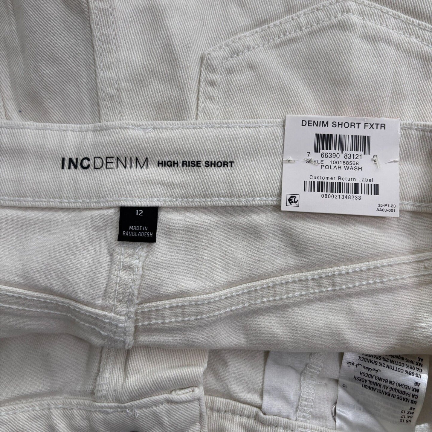 INC International Concepts Women's White High-Rise Cuffed Denim Shorts NWT