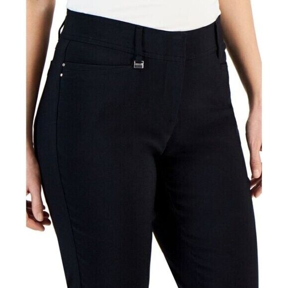 JM Collection Petite Tummy-Control Curvy Fit Black Dress Pants NWT
