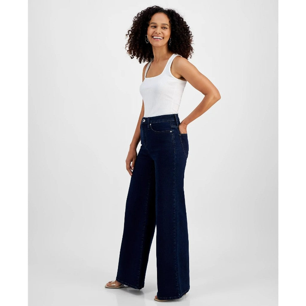 INC International Concepts Size 14 High Rise Wide Leg Dark Denim Jeans NWT