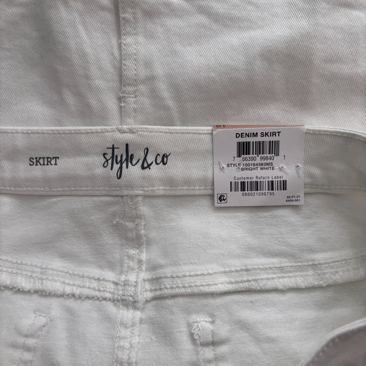 Style & Co. Women's White Stretch Denim Relaxed Skirt NWT