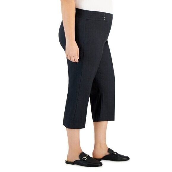 JM Collection Tummy Control Pull-On Capri Dark Grey Dress Pants NWT