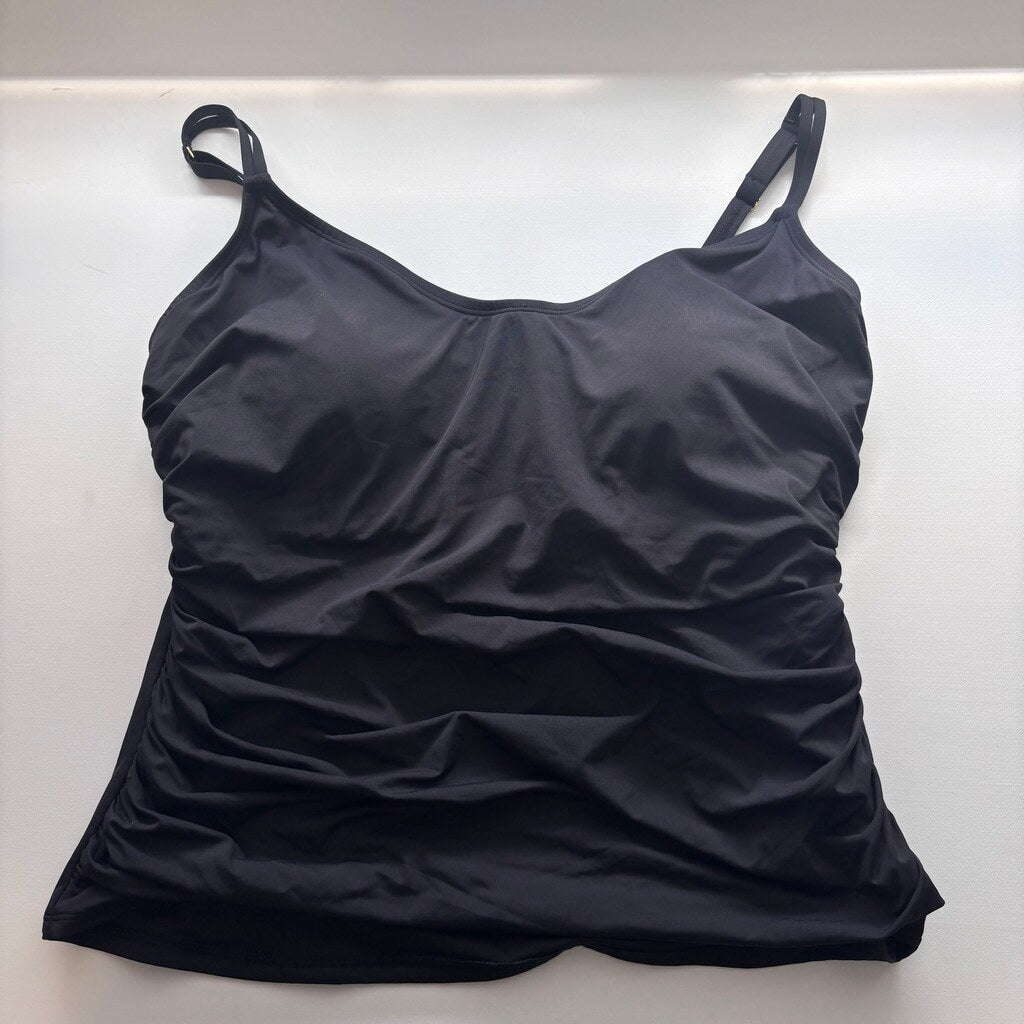 Bleu by Rod Beattie Women's Plus Size Black Scoop-Neck Tankini Top NWT