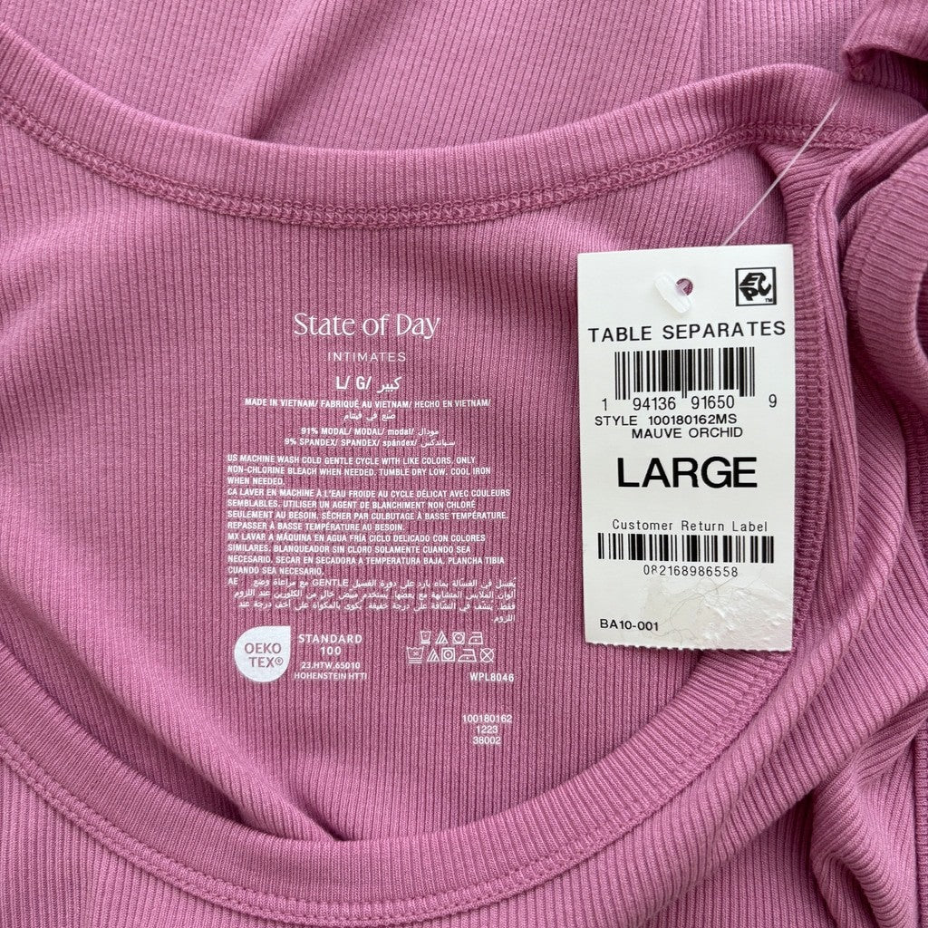 State of Day Women's Large Purple Ribbed Modal Sleep Tank Top NWT
