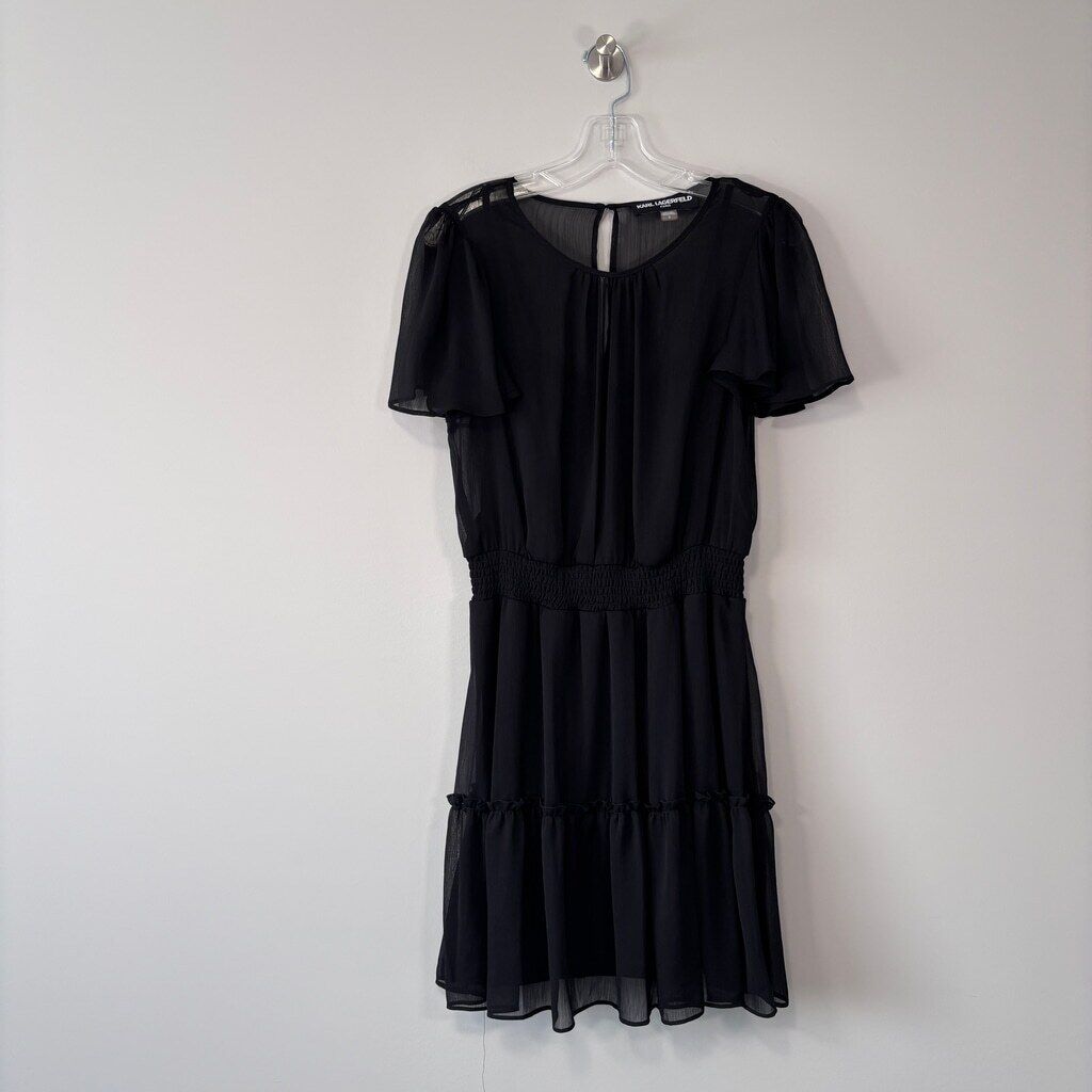 Karl Lagerfeld Paris Women's Crinkle Chiffon Dress NWT