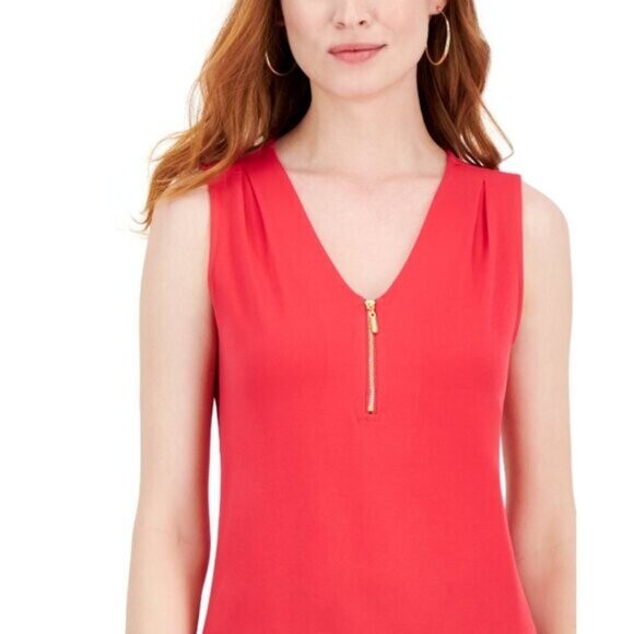 I.N.C. International Concepts Women's XS Sleeveless Hot Pink 1/4-Zip Top NWOT