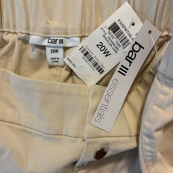 BAR III Plus Size Snap Closure High-Rise Tapered Beige Dress Pants NWT