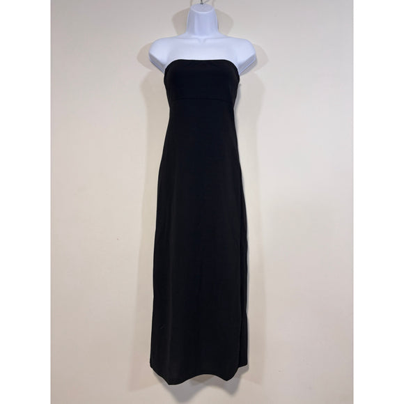 SHEIN Women's Size Extra Small Black Strapless Zipper Detail Maxi Dress NWT