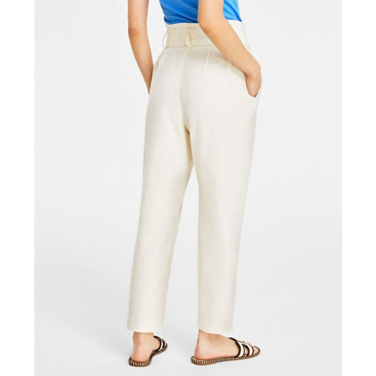 On 34th Size 14 Paperbag Waist Linen Belted Dress Pants NWT