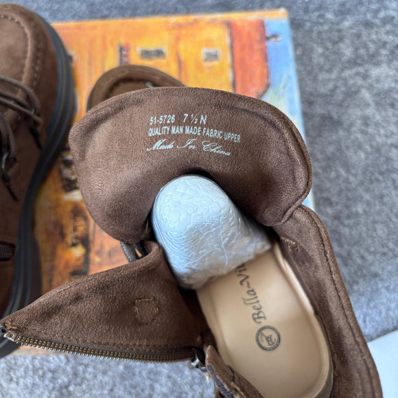 Bella Vita Women's 7.5 Narrow Khaki Lace-Up Side Zip Ankle Booties / Boots NIB