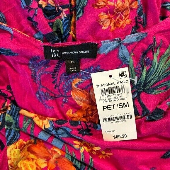 I.N.C. International Concepts Petite Small Pink Floral Printed Maxi Dress NWT