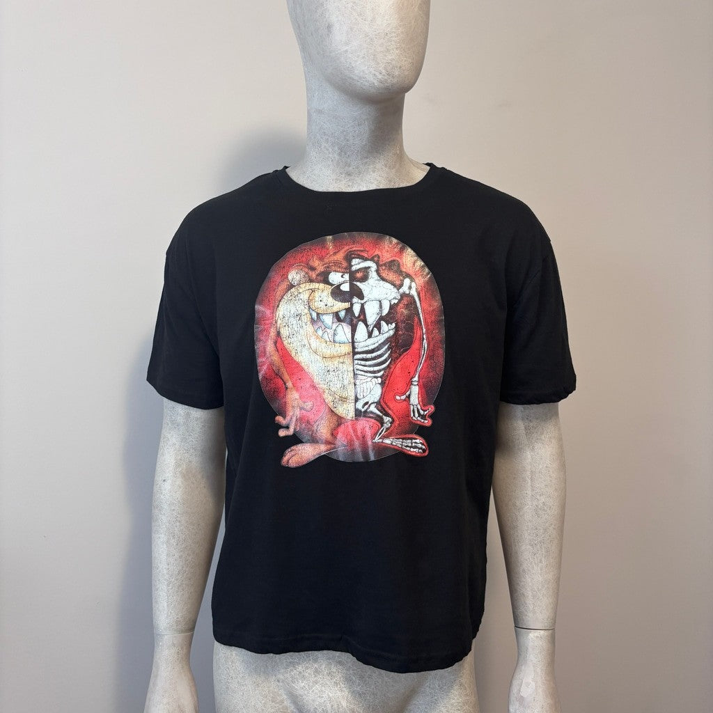 SHEIN Men's XS Looney Tunes Taz X-Ray Half Skeleton Black Graphic T-Shirt NIB