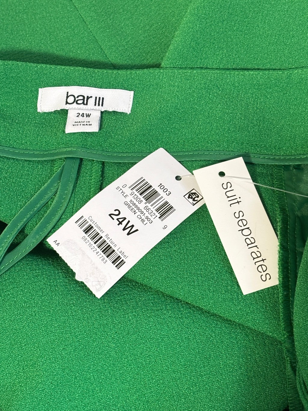 Bar III Plus Size 24W Apple Green Mid-Rise Straight-Leg Crepe Dress Pants NWT