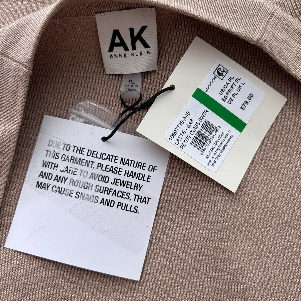 Anne Klein Women's Petite Large Newport Open-Front Light Brown Cardigan NWT