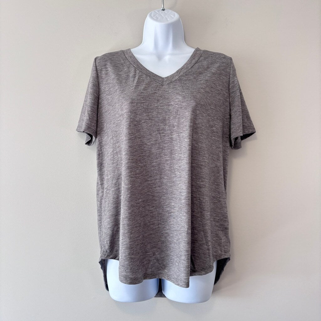 SHEIN Women's Size Large Heather Gray V-Neck T-Shirt Short Sleeve Casual NIB