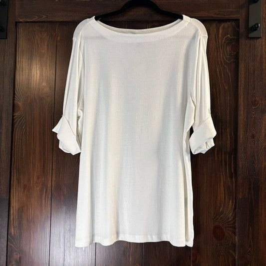 Karen Scott Plus Size 0X Cotton Elbow-Sleeve Top NWT