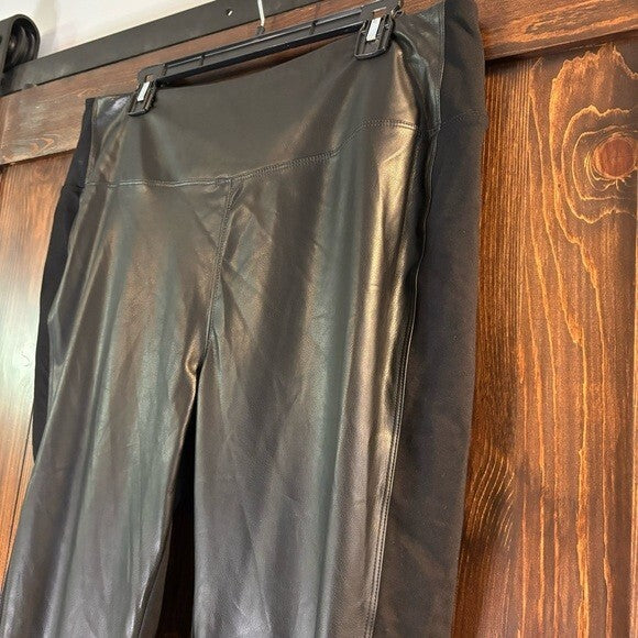 Calvin Klein Plus Size 0X Black Faux-Leather Front Leggings NWOT
