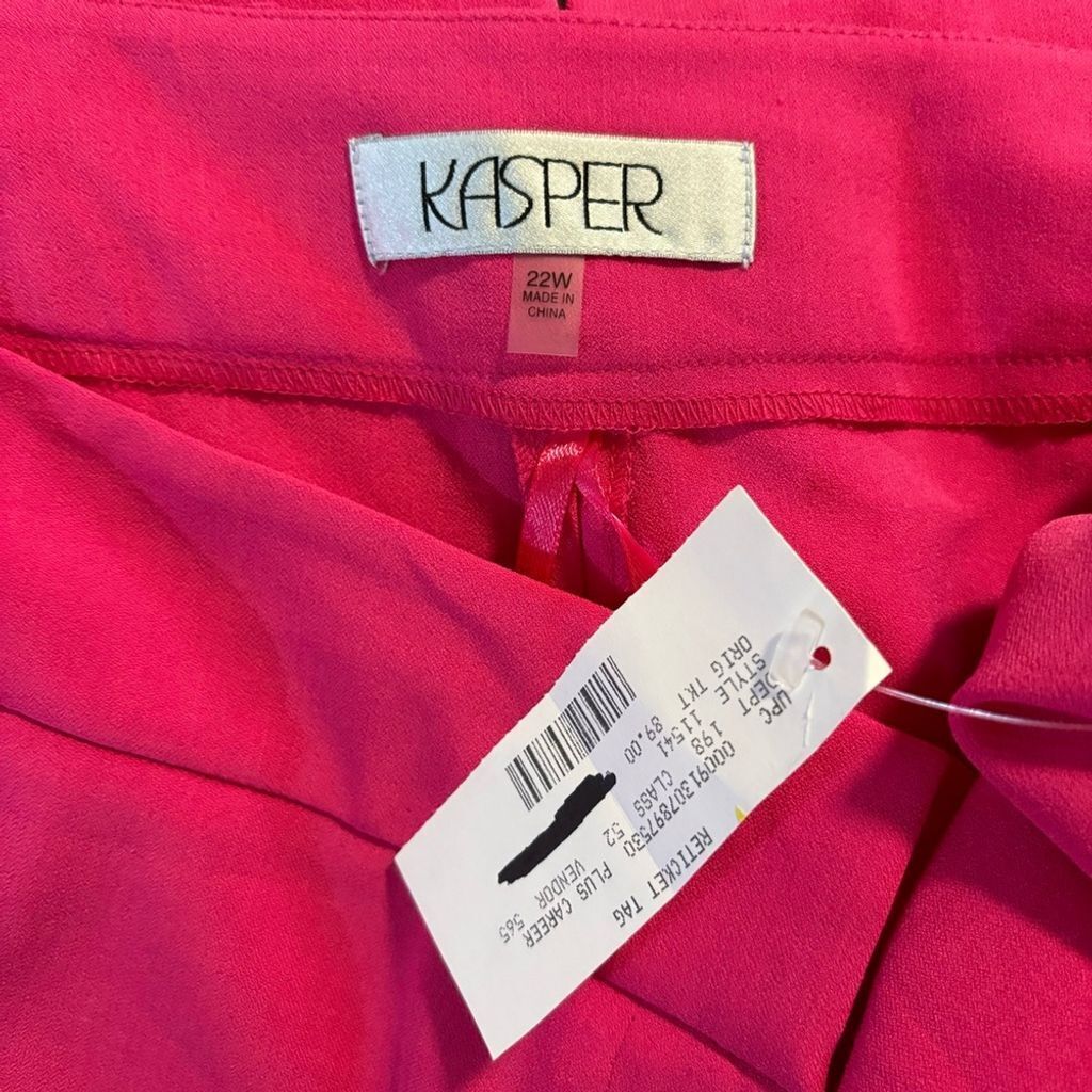 KASPER Plus Size Straight-Leg Hot Pink Dress Pants NWT